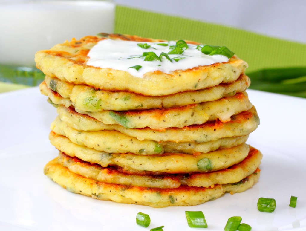 Cheesy Leftover Mashed Potato Pancakes