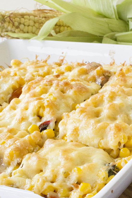 Healthy Mexican Casserole with Roasted Corn and Peppers