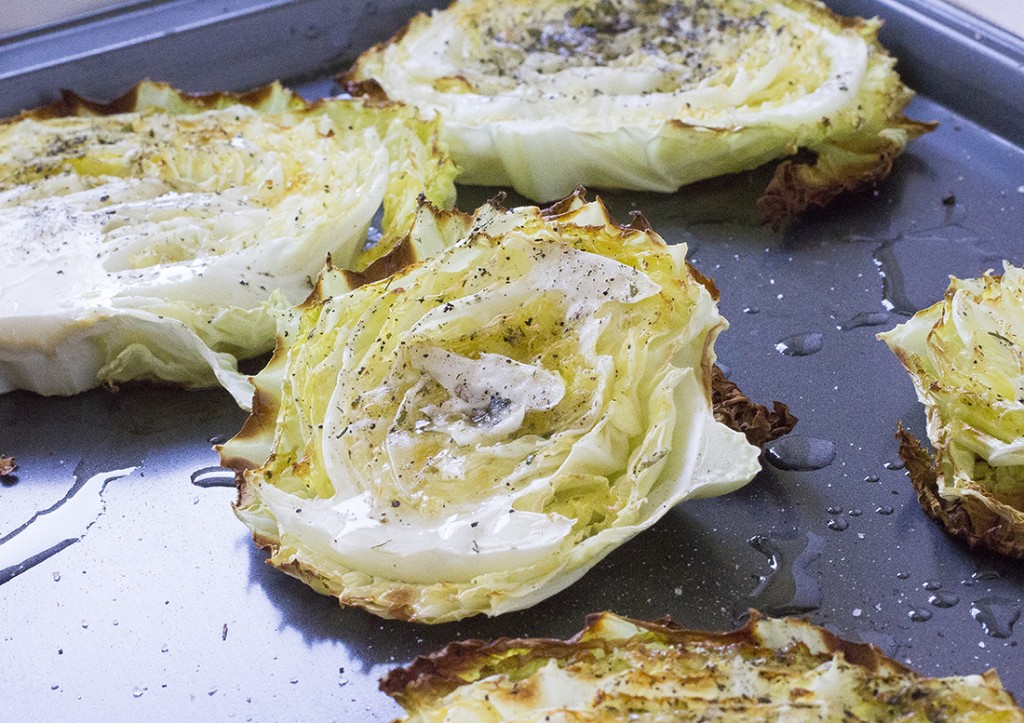 Garlic Rubbed Roasted Cabbage Steaks