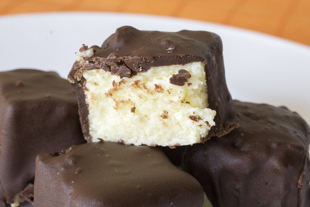 Chocolate Covered Cheesecake Bites